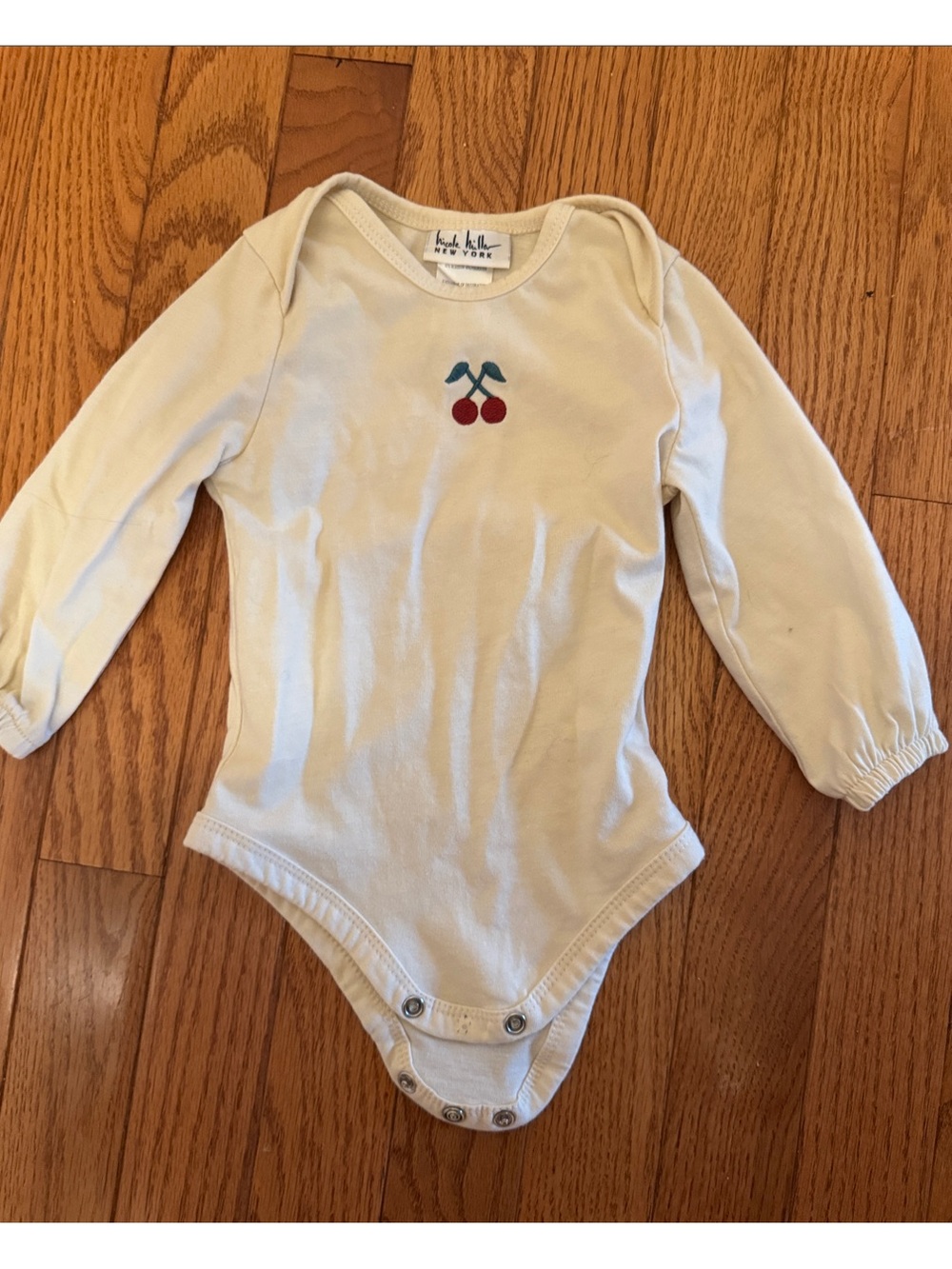 Nicole Miller New York Cream Long-Sleeve Cherry One-Piece for 12mo old